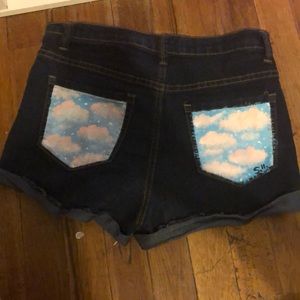 Hand painted high waisted shorts, forever 21